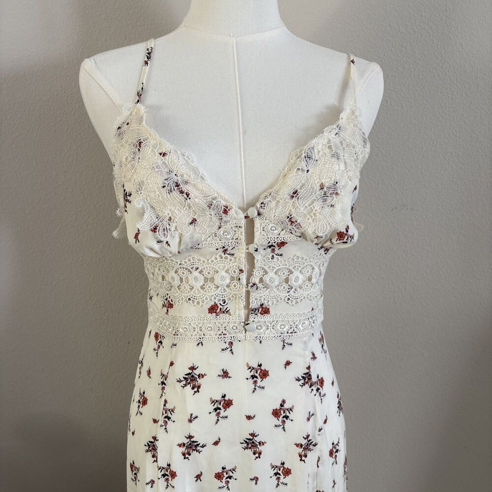 Anthropologie Free People New Floral Ivory Combo Dress Size Small
